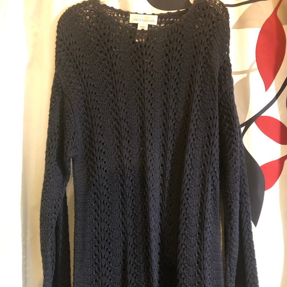 Jones NewYork size Medium Dark Blue Fishnet Dress